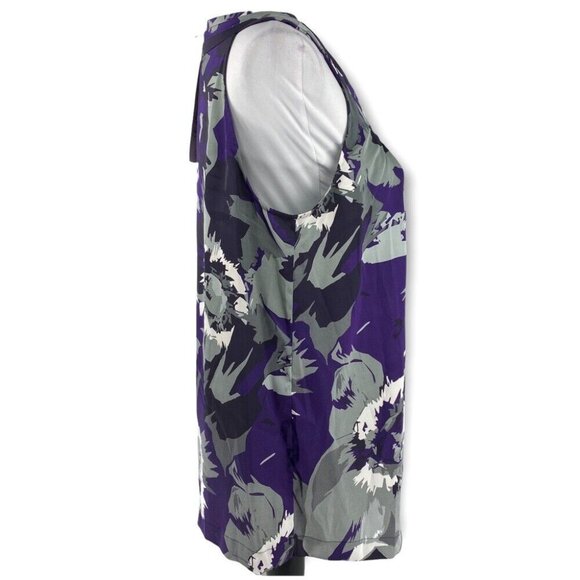 Calvin Klein Women's NWT Purple Floral Scoop Neck Sleeveless Tunic Blouse M/C40 - Picture 2 of 8